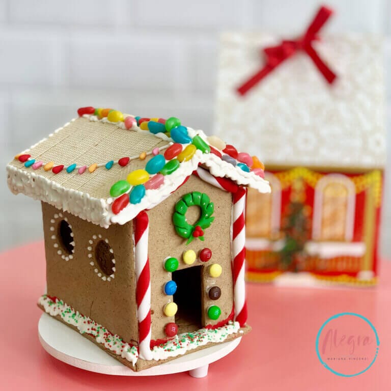 Casa de Gingerbread decorada com Caixa